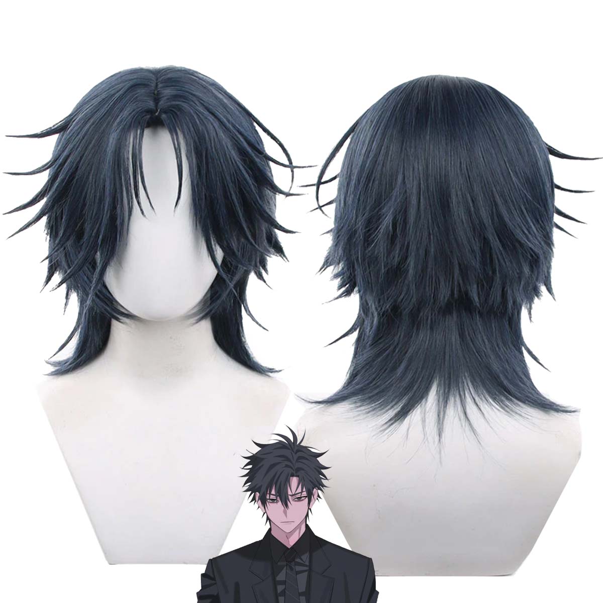 Anime Cosplay Blue Hair - Peruca de Cosplay Masculina Anime Link
